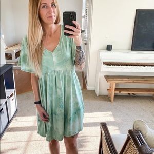 Green Tie Dye Dress